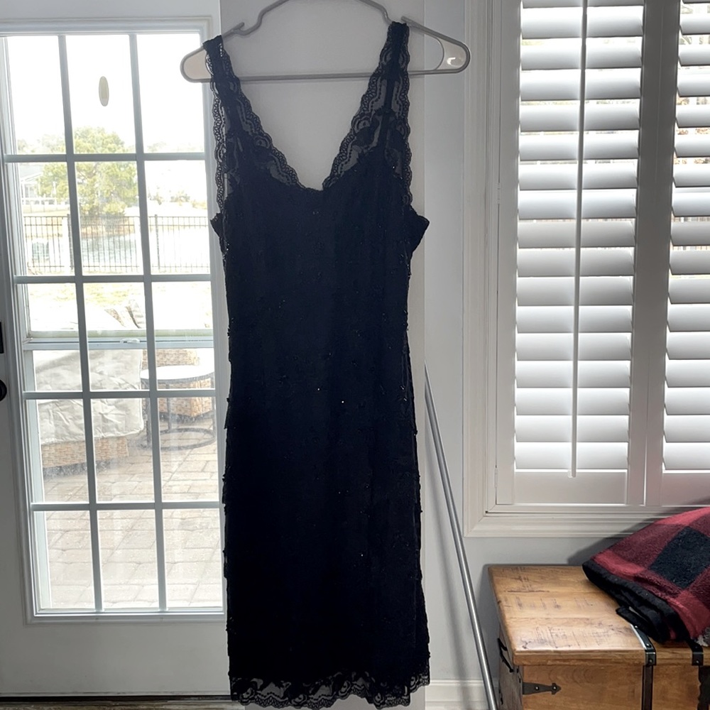 Black beaded and lace dress